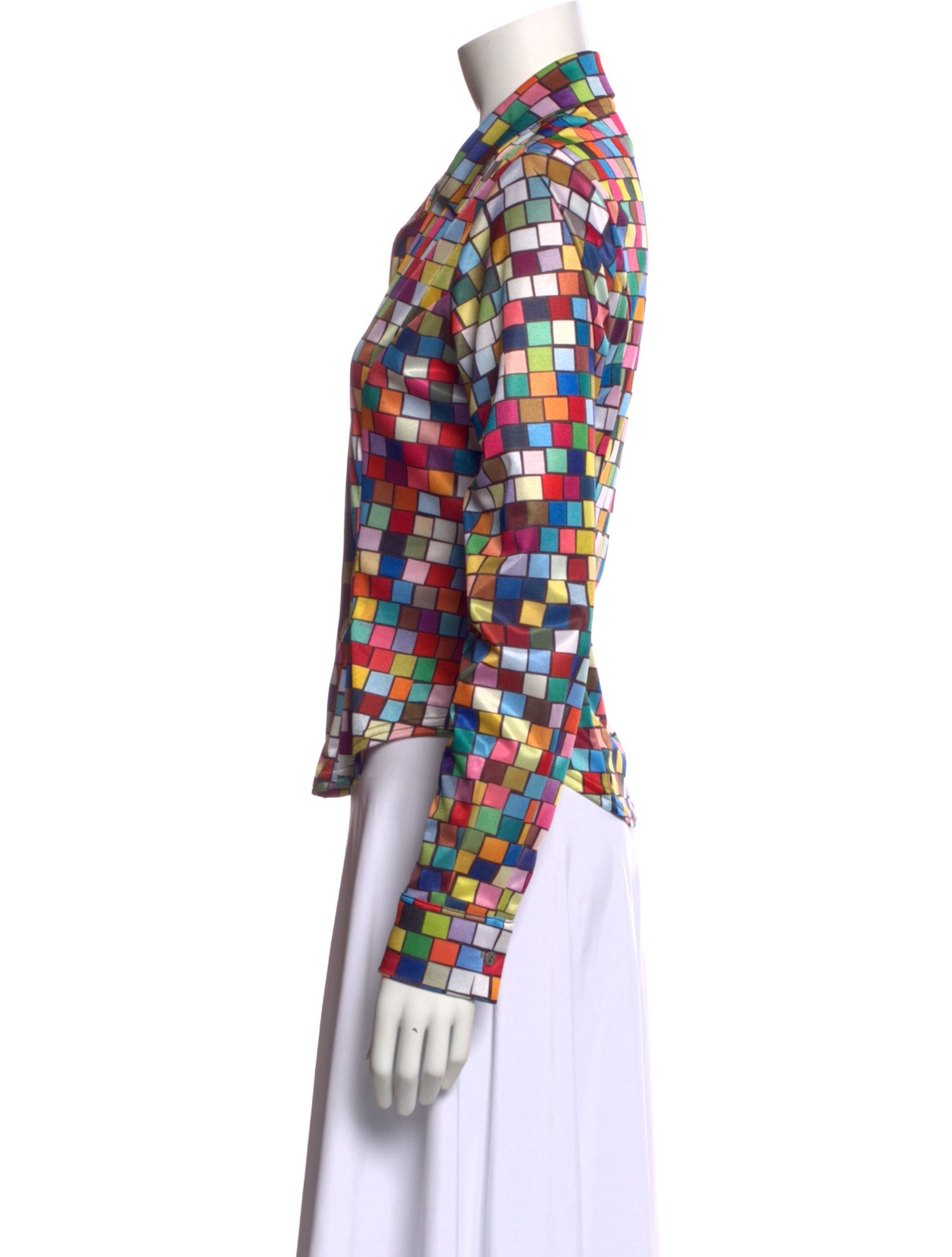 Todd Oldham Colorblock Pattern Long Sleeve Blouse