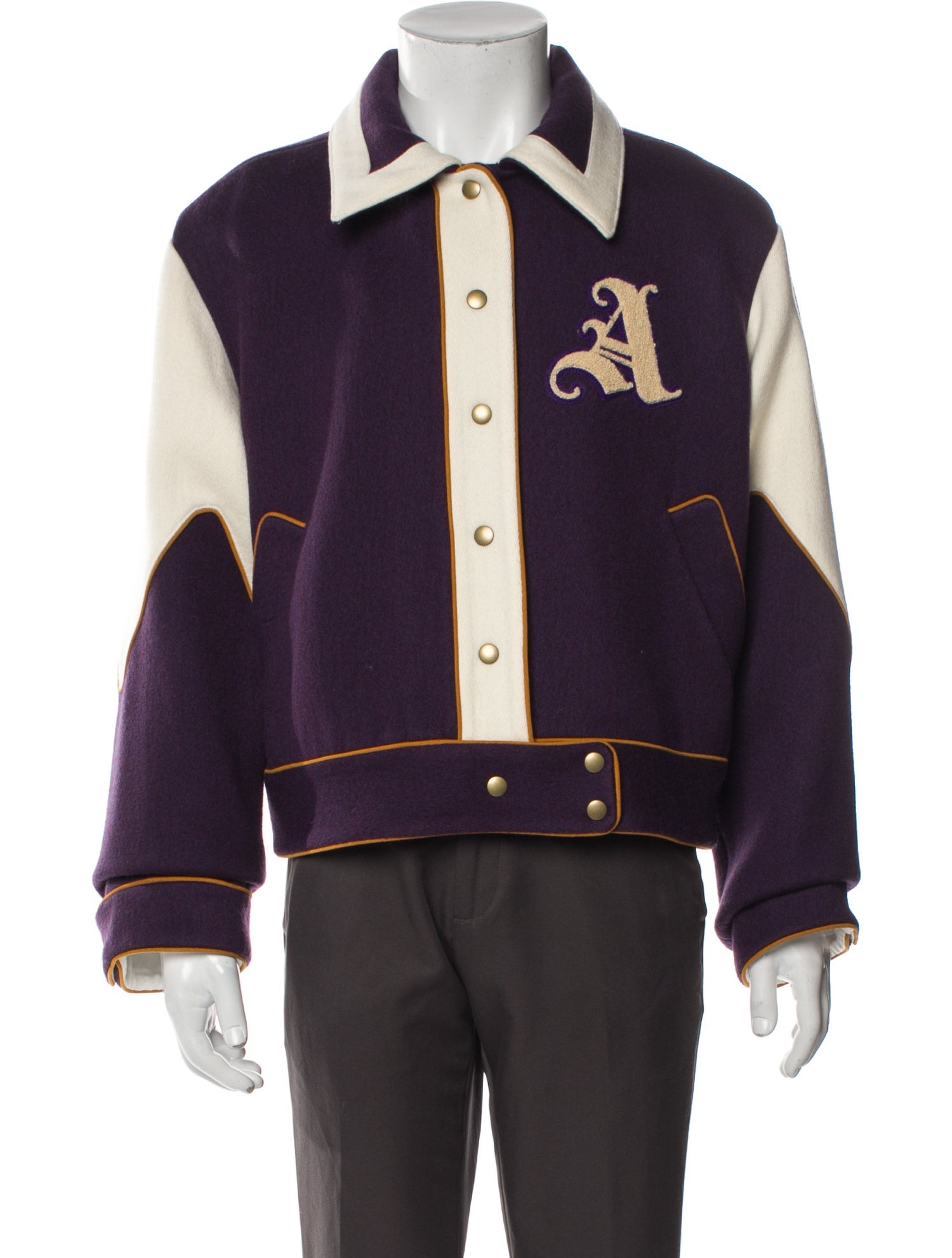 Todd Patrick Merino Wool Colorblock Pattern Varsity Jacket