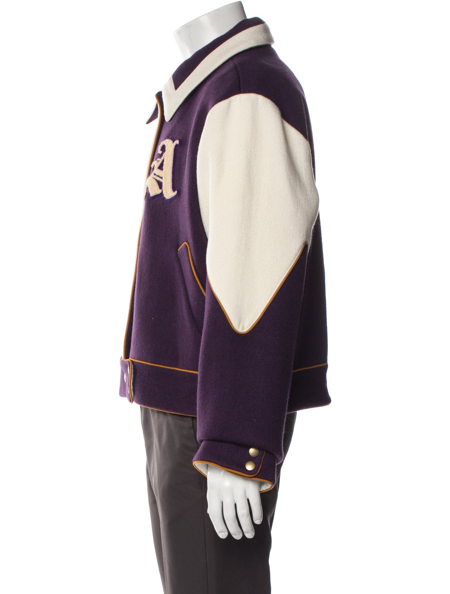 Todd Patrick Merino Wool Colorblock Pattern Varsity Jacket