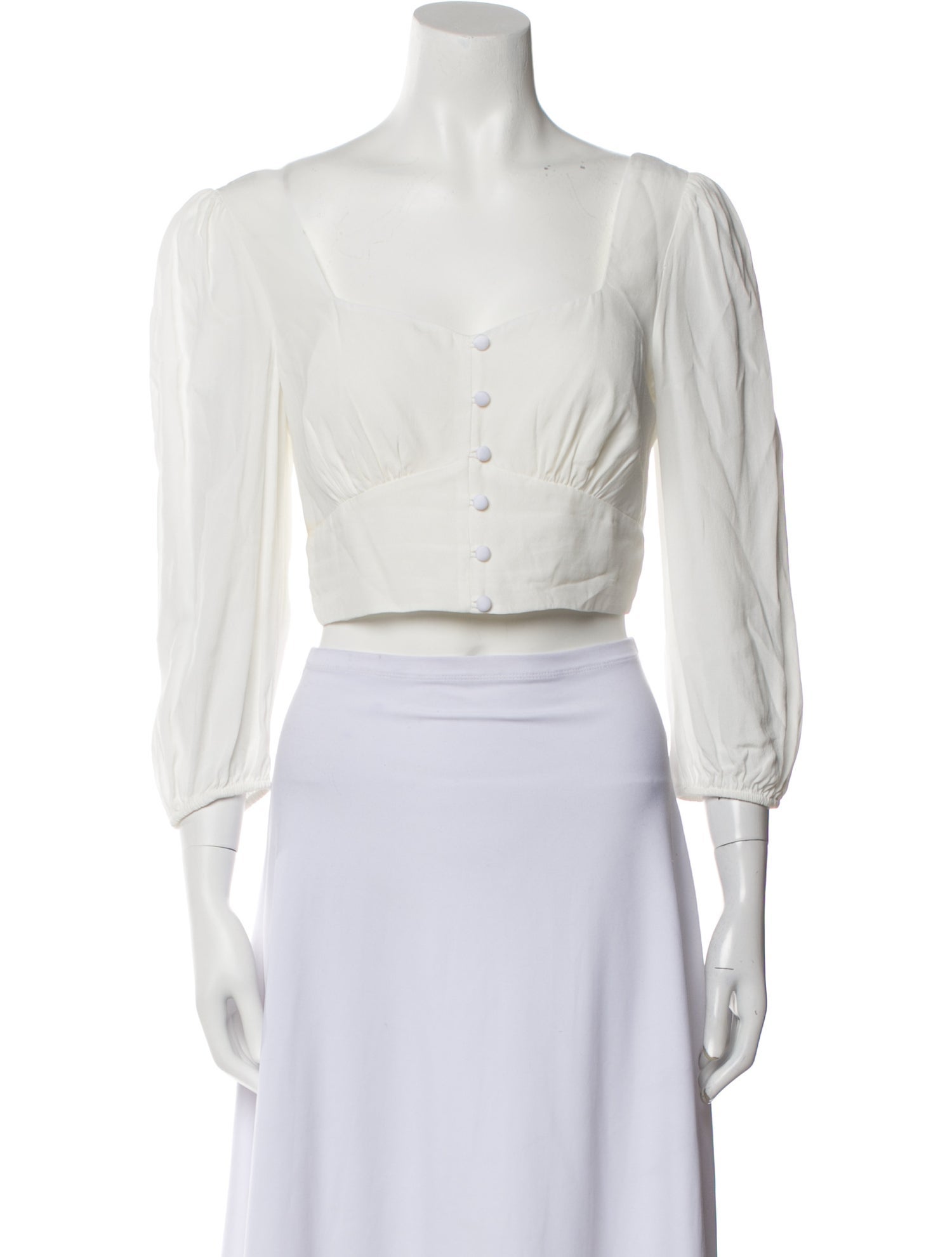 TVF for DVF Square Neckline Three-Quarter Sleeve Crop Top