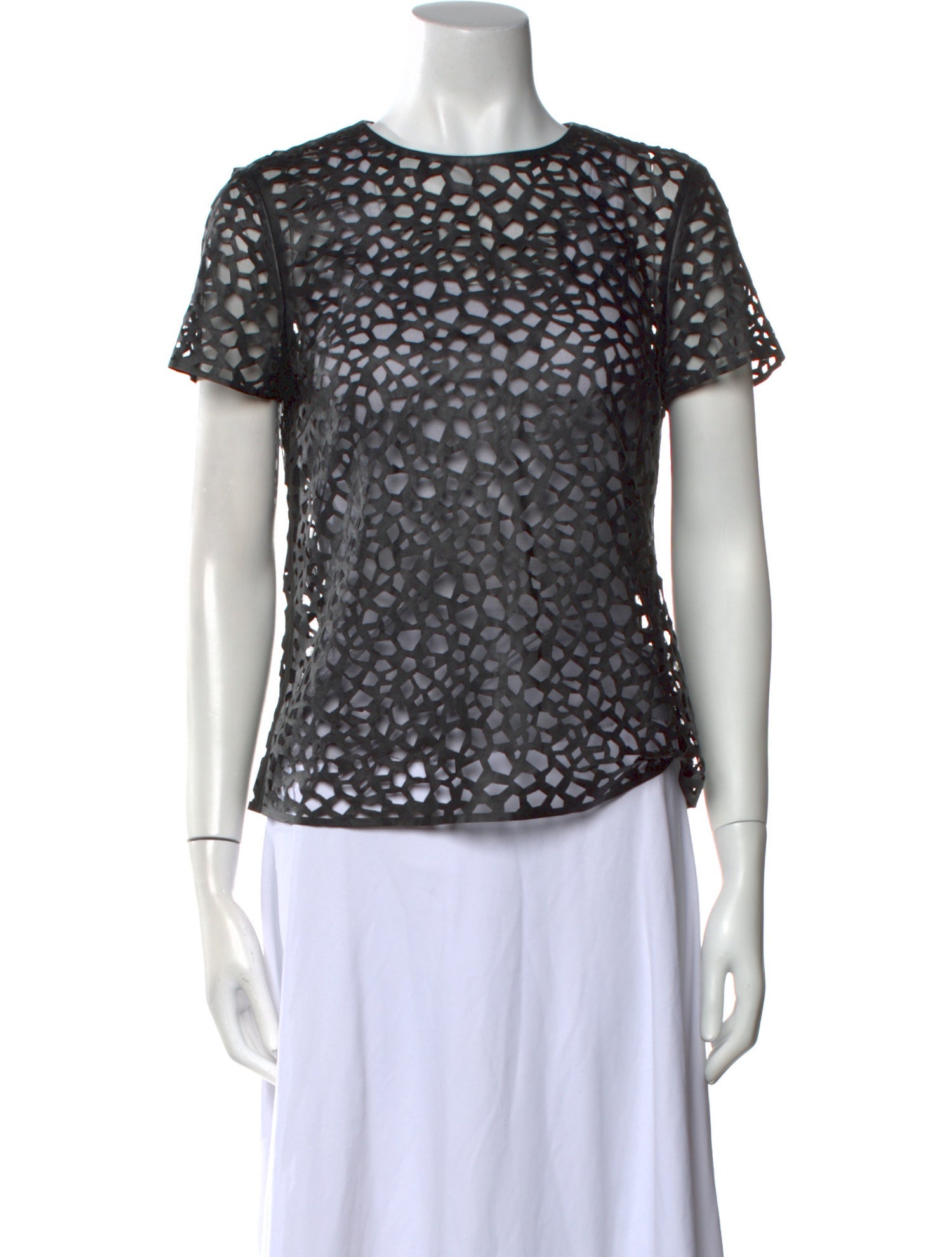 TVF for DVF Leather Lace Pattern Top