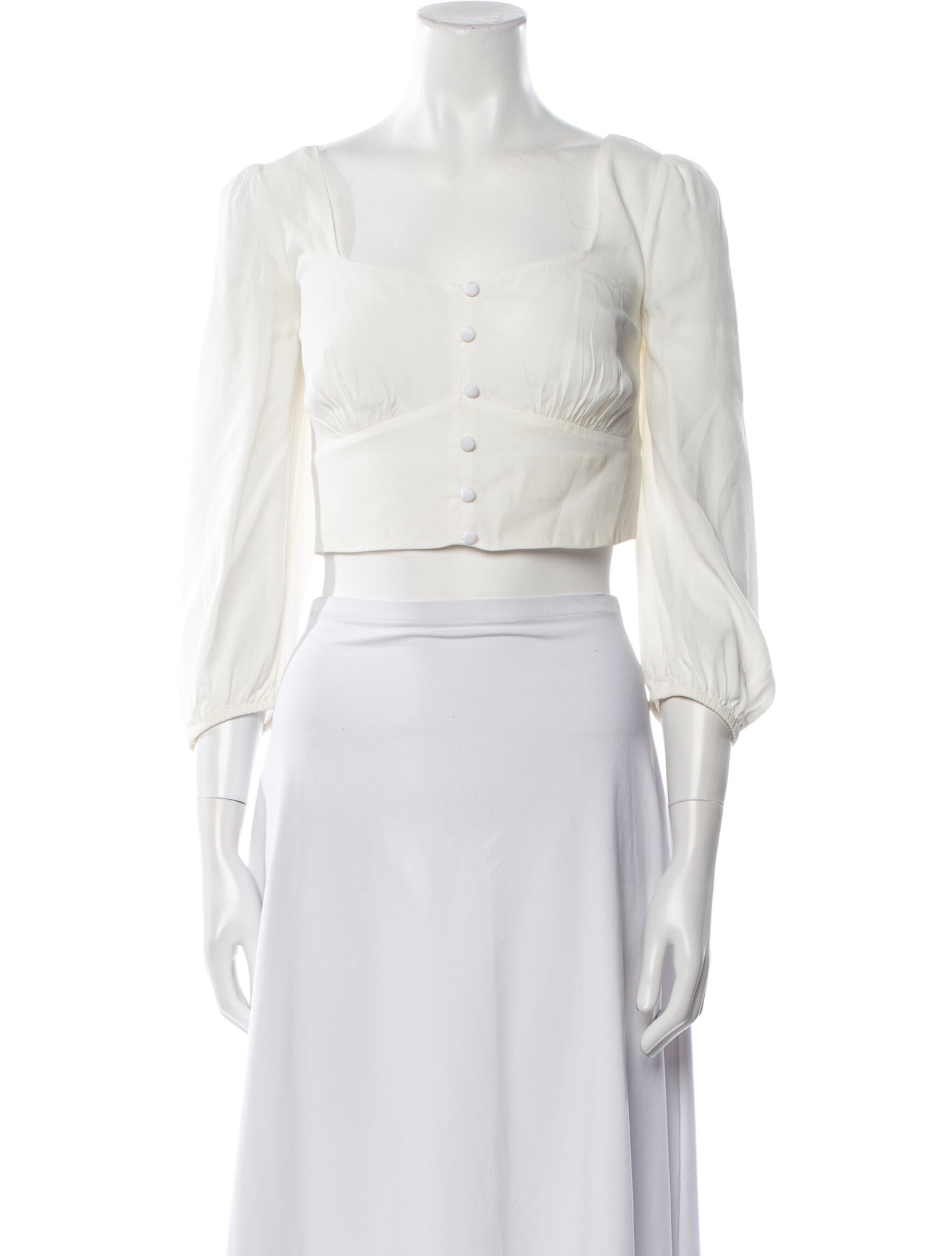 TVF for DVF Square Neckline Three-Quarter Sleeve Crop Top