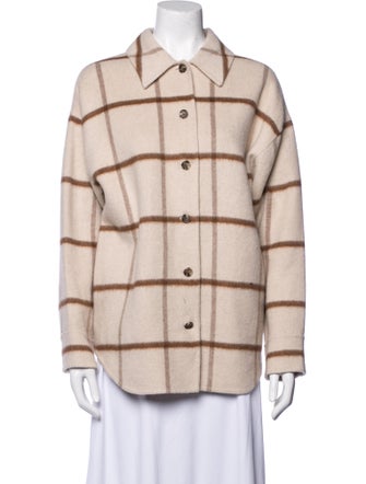 Theory Plaid Print Long Sleeve Button-Up Top