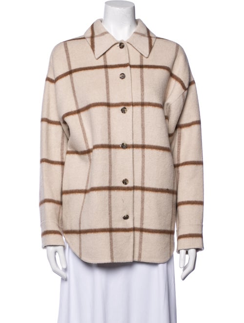 Theory Plaid Print Long Sleeve Button-Up Top