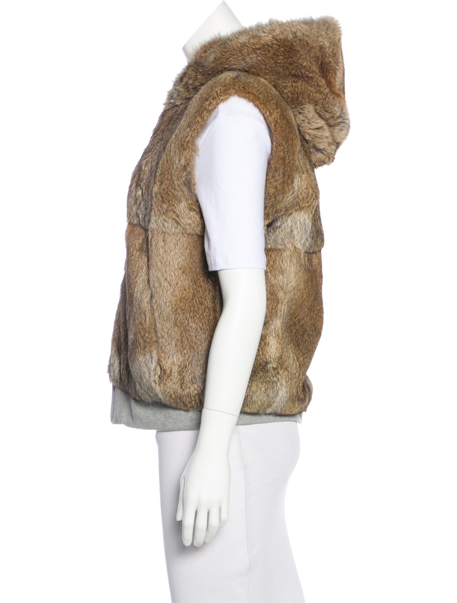 Theory Hooded Rabbit Fur Vest