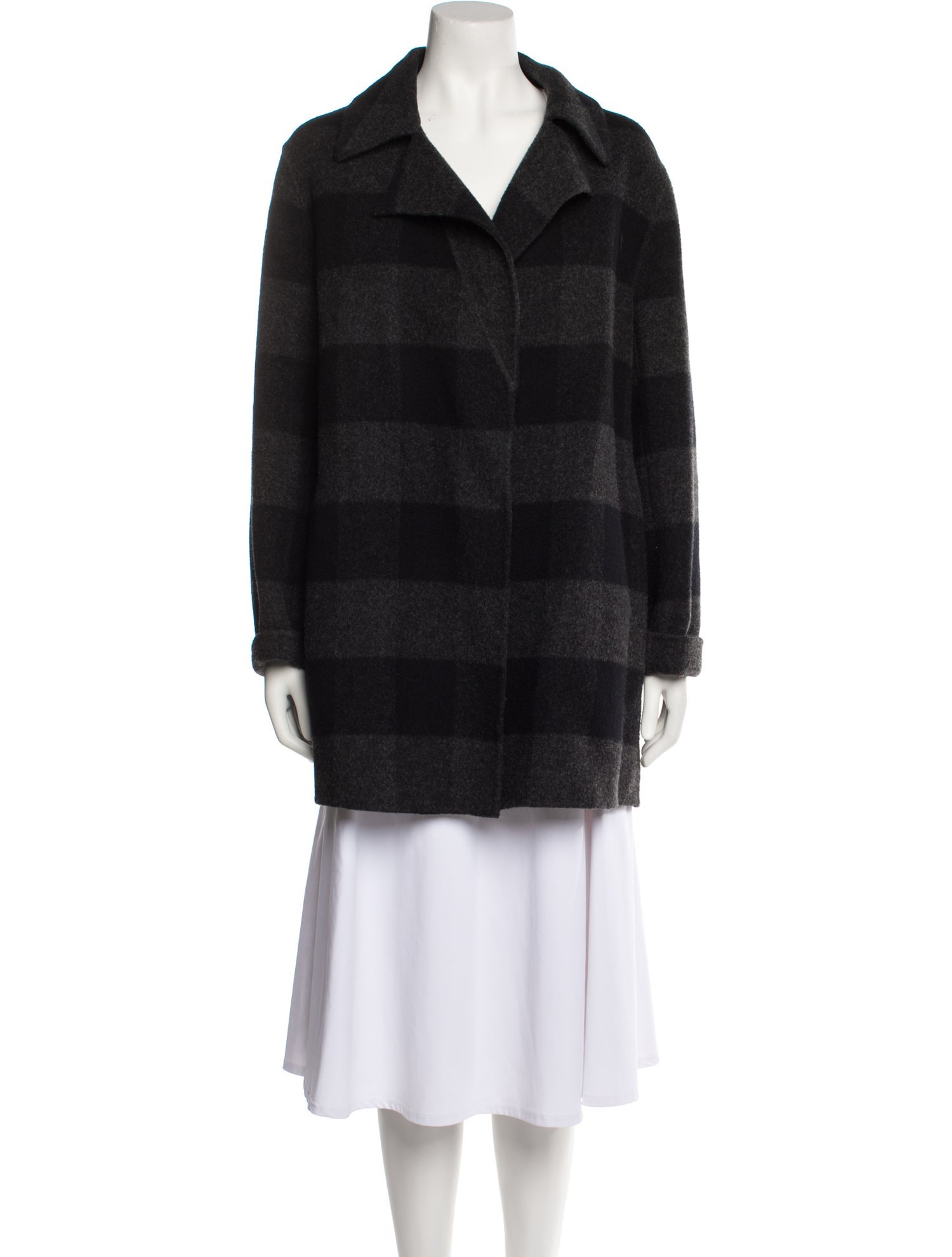 Theory Wool Plaid Print Peacoat