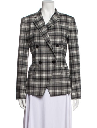 Theory Virgin Wool Plaid Print Blazer