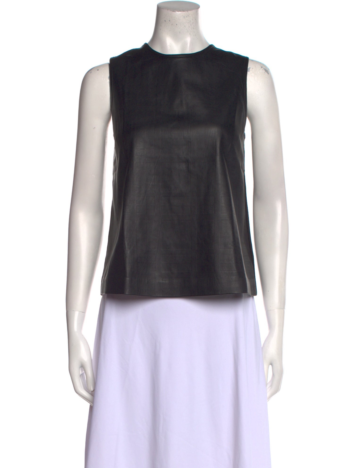 Theory Lamb Leather Crew Neck Crop Top