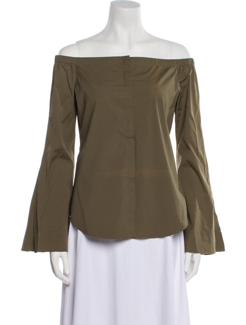 Theory Off-The-Shoulder Long Sleeve Button-Up Top