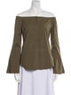 Theory Off-The-Shoulder Long Sleeve Button-Up Top
