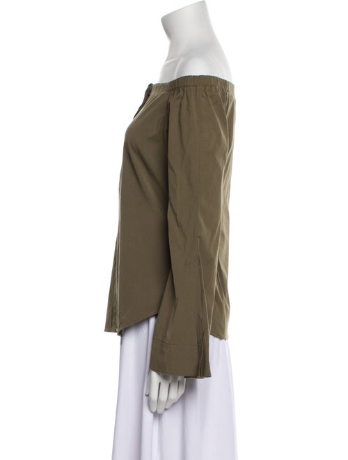 Theory Off-The-Shoulder Long Sleeve Button-Up Top