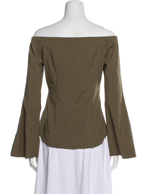 Theory Off-The-Shoulder Long Sleeve Button-Up Top