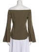 Theory Off-The-Shoulder Long Sleeve Button-Up Top