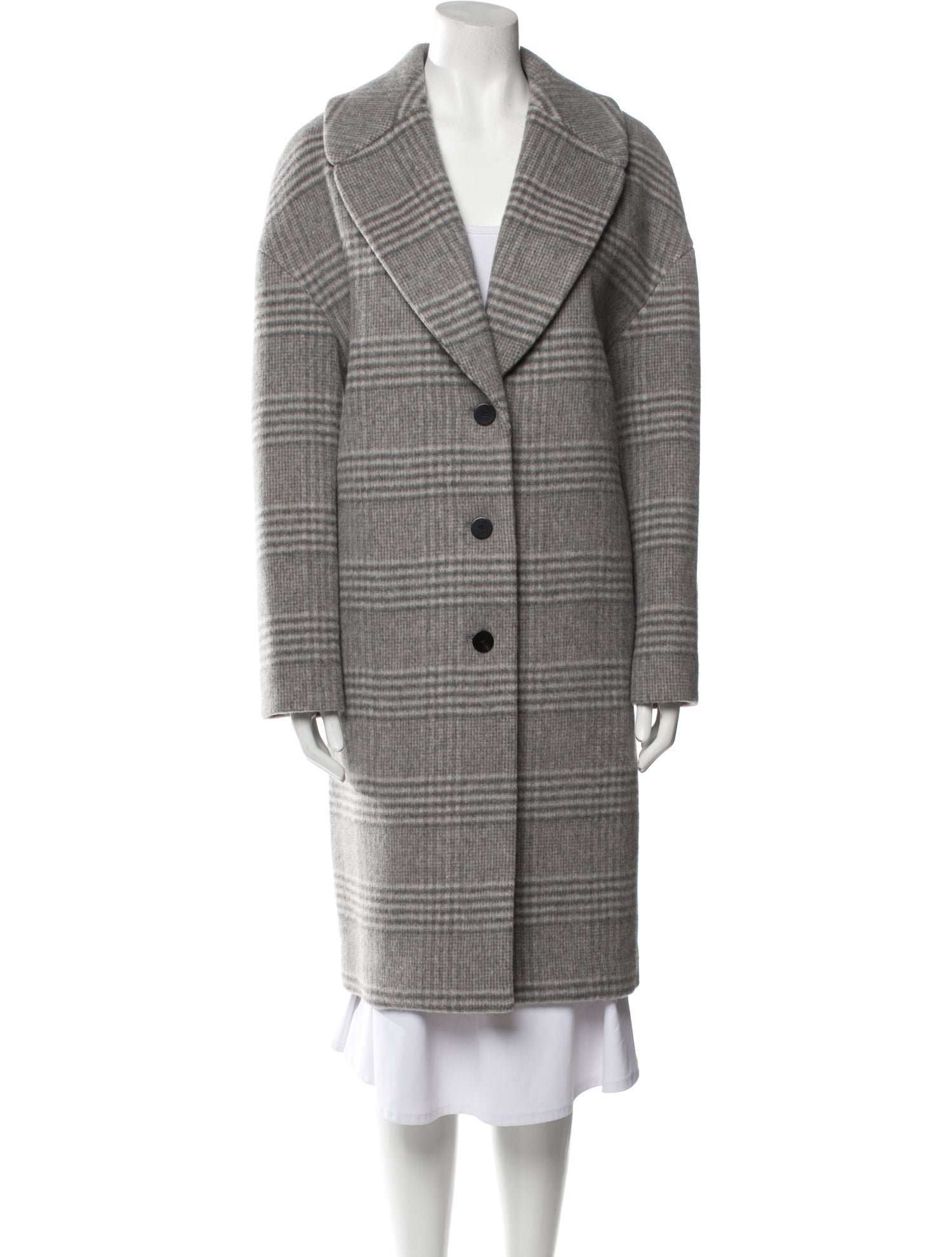 Theory Wool Plaid Print Coat