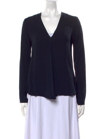 Theory Tops Silk V-Neck Blouse Petite