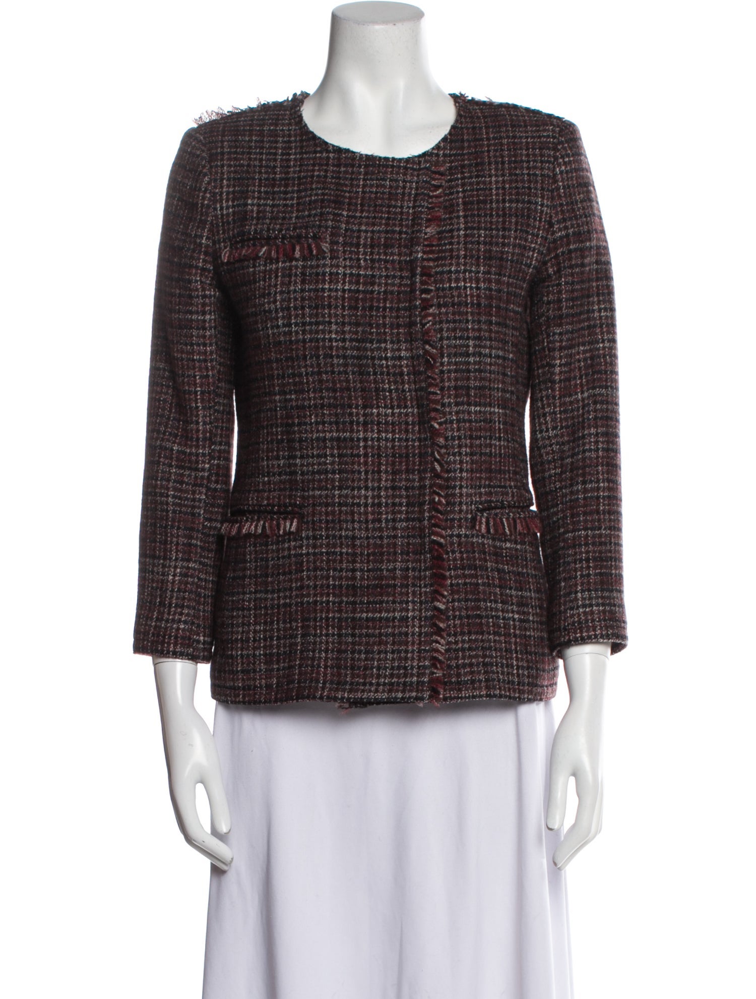 Theory Wool Plaid Print Evening Jacket