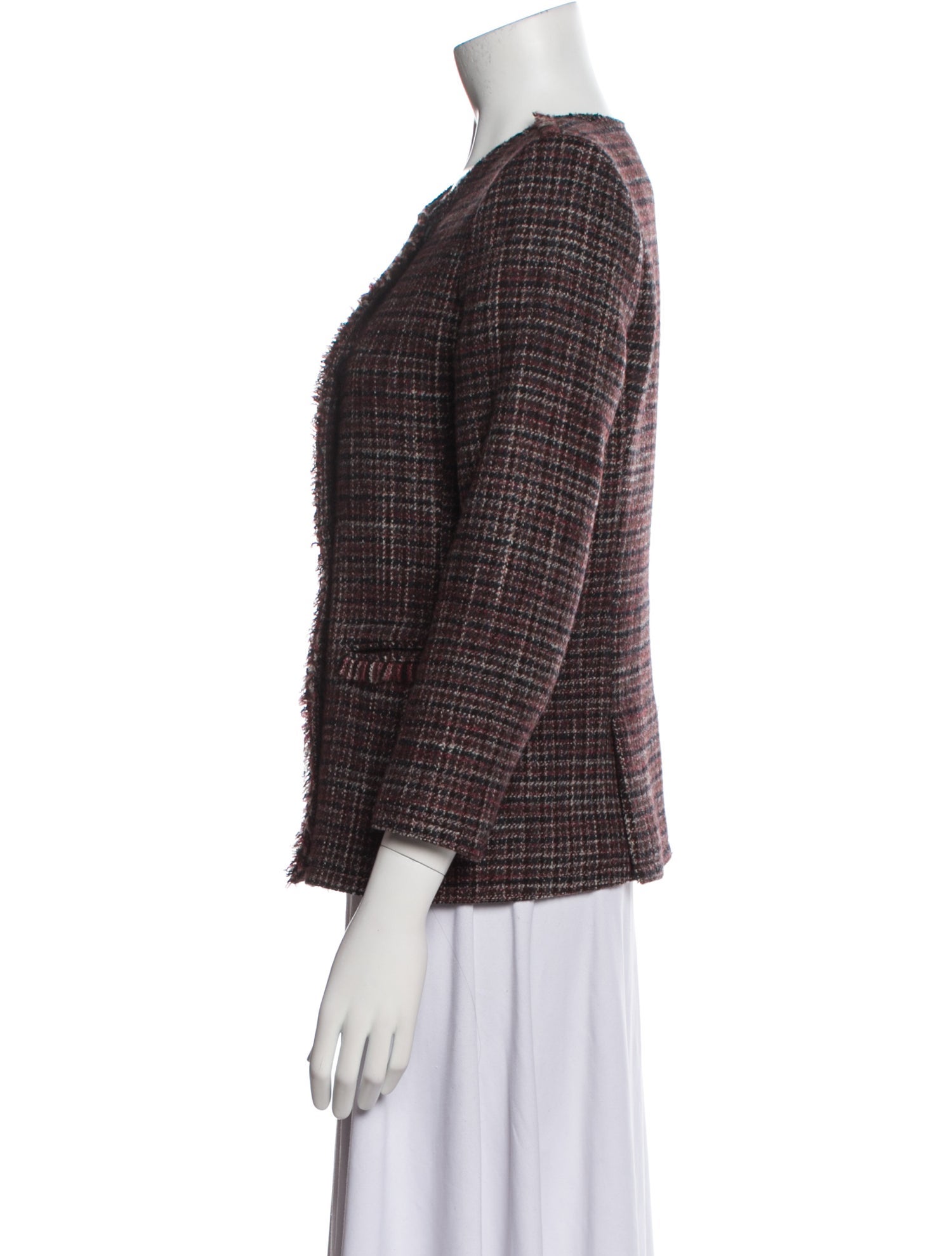 Theory Wool Plaid Print Evening Jacket