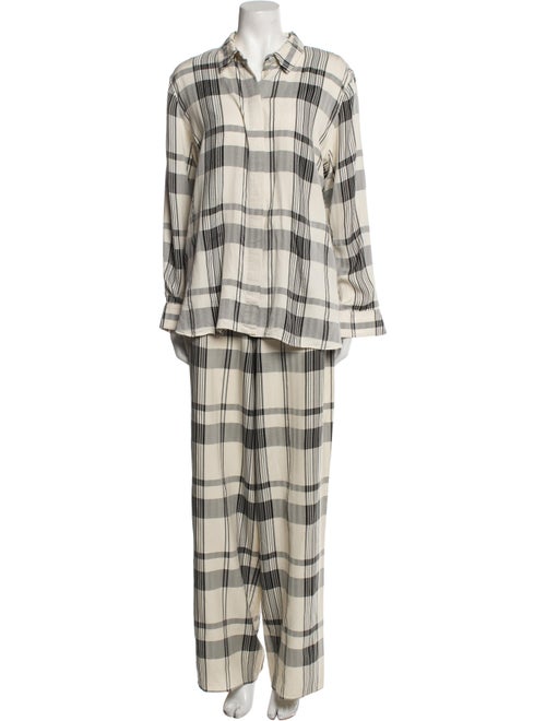 Theory Plaid Print Pant Set