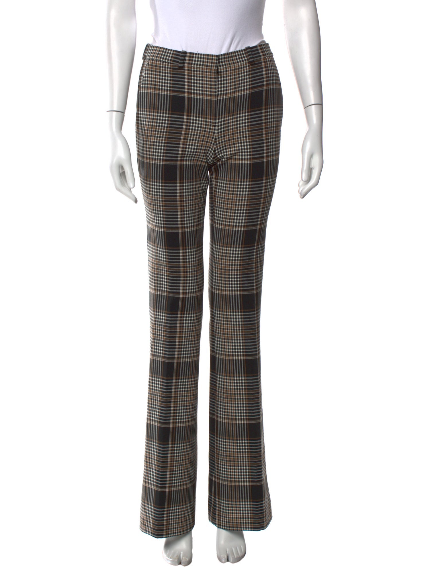 Theory Plaid Print Wide Leg Pants