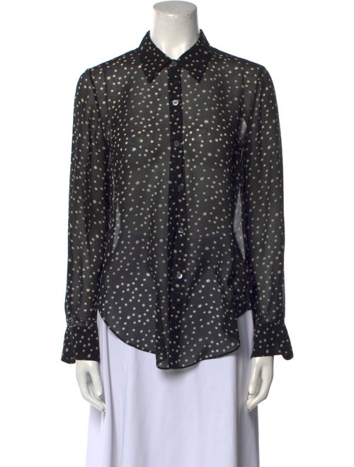 Theory Silk Polka Dot Print Button-Up Top