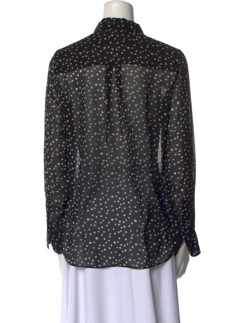 Theory Silk Polka Dot Print Button-Up Top