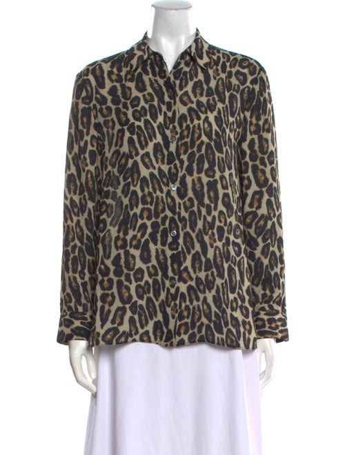 Theory Silk Animal Print Button-Up Top