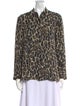 Theory Silk Animal Print Button-Up Top