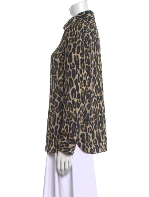Theory Silk Animal Print Button-Up Top