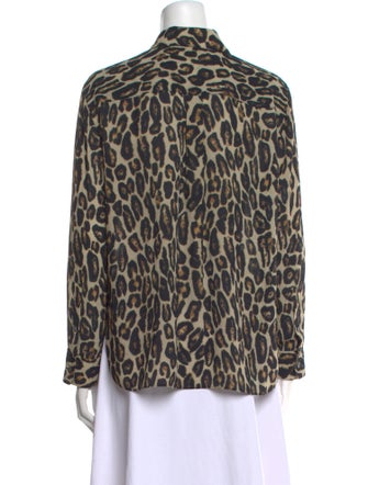 Theory Silk Animal Print Button-Up Top