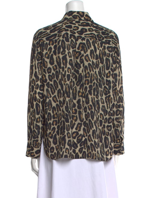 Theory Silk Animal Print Button-Up Top