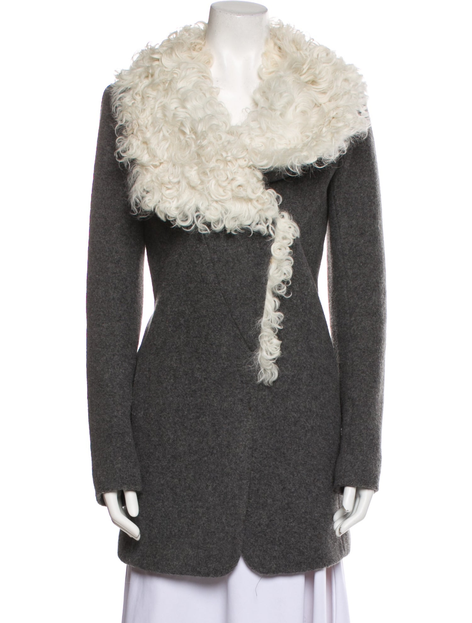 Theory Wool Faux Fur Coat