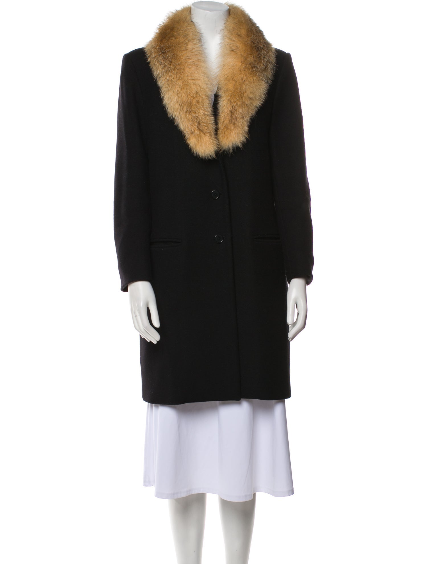 Theory Virgin Wool Colorblock Pattern Faux Fur Coat