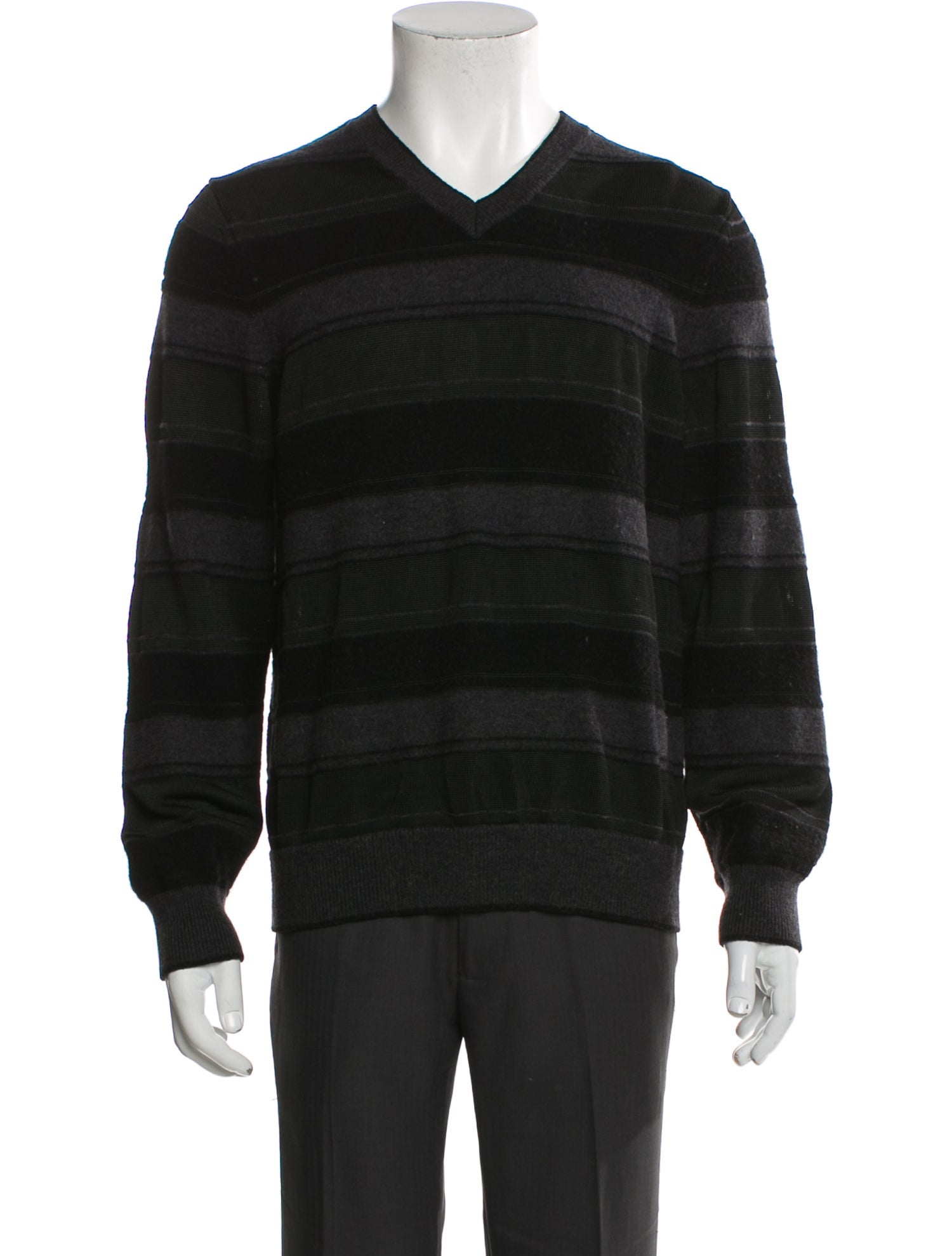 Theory Striped V-Neck Pullover