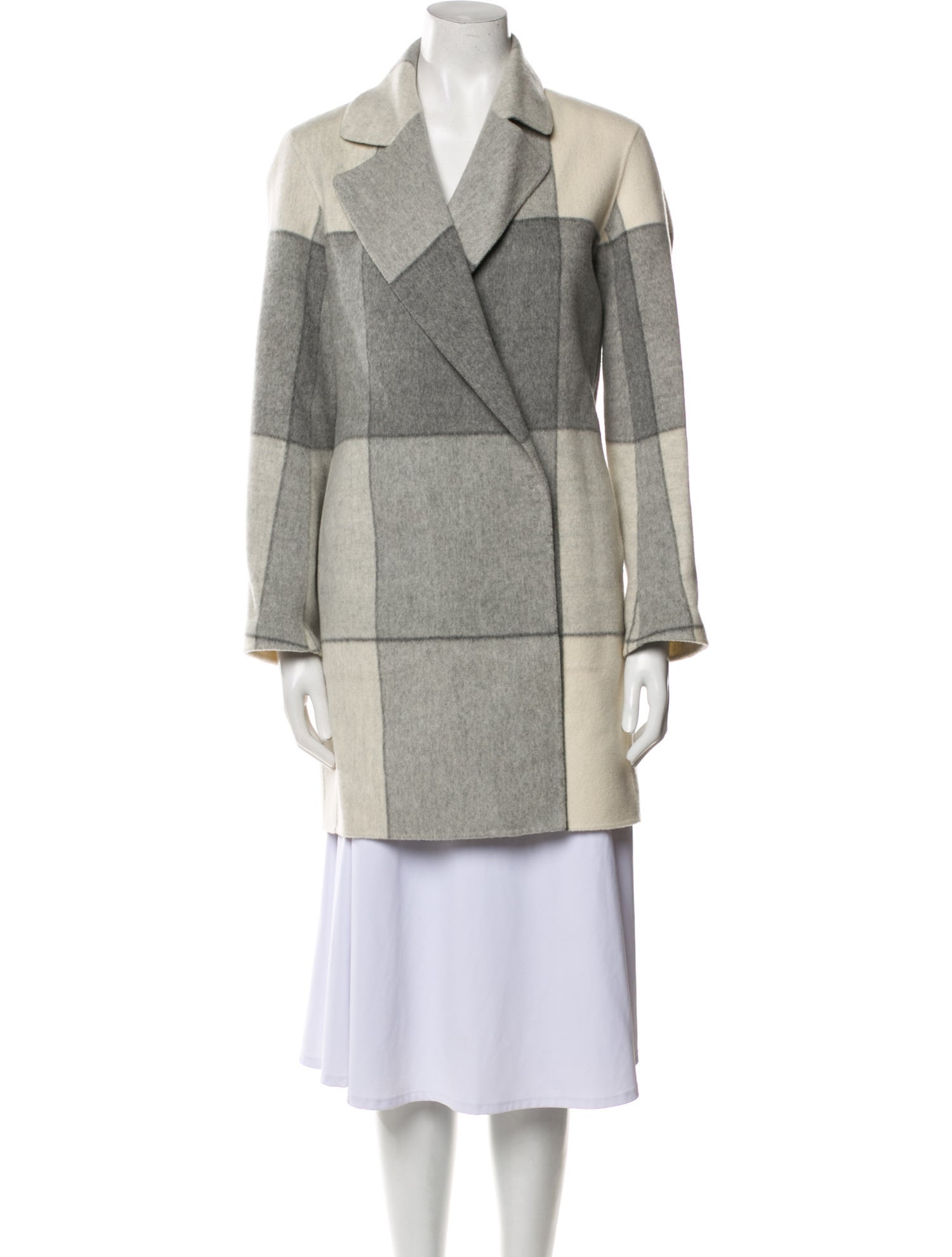 Theory Wool Plaid Print Peacoat