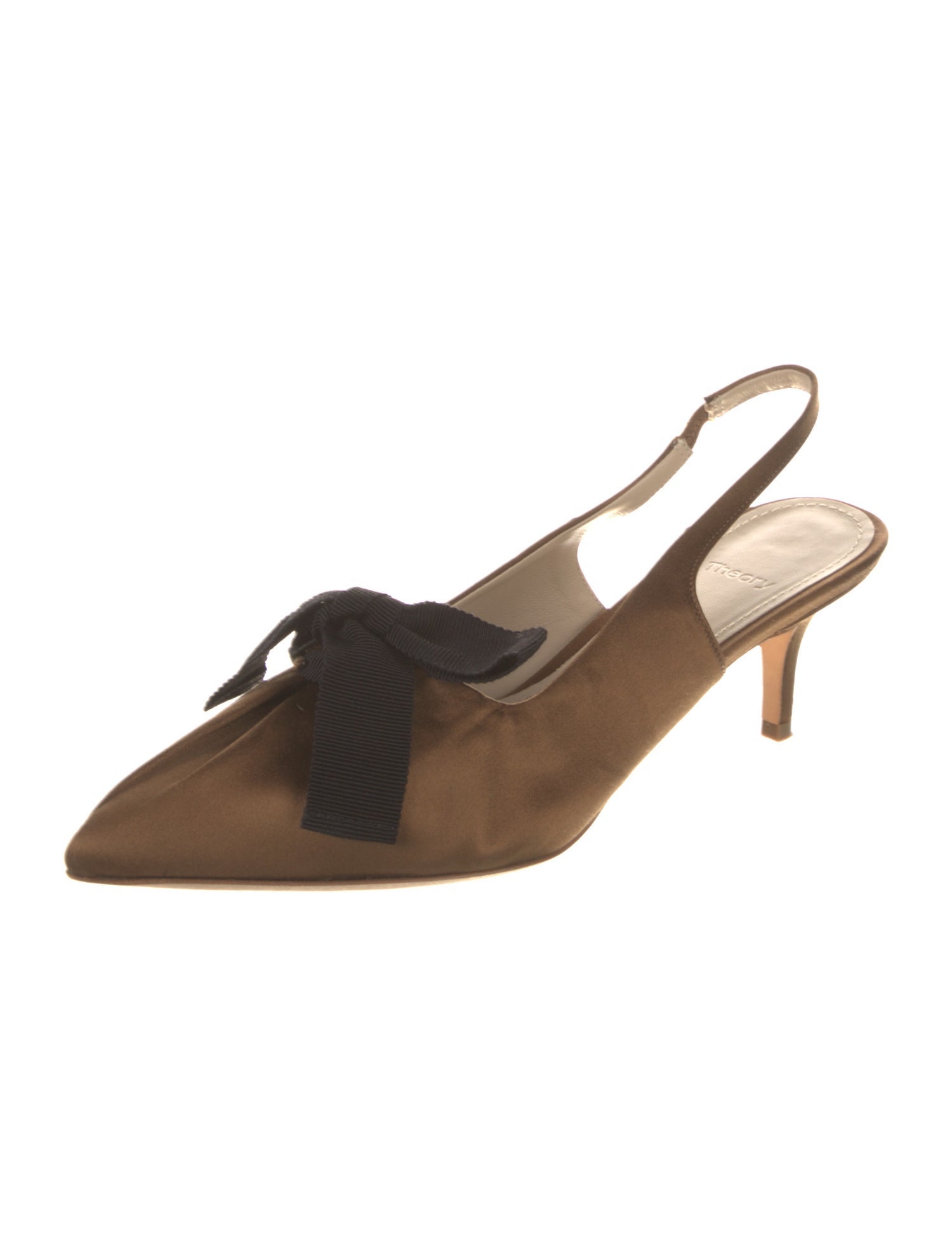 Theory Satin Bow Accents Slingback Pumps