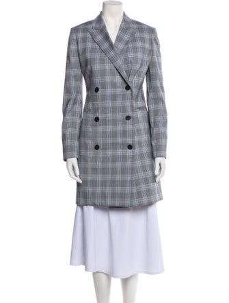 Theory Virgin Wool Plaid Print Peacoat