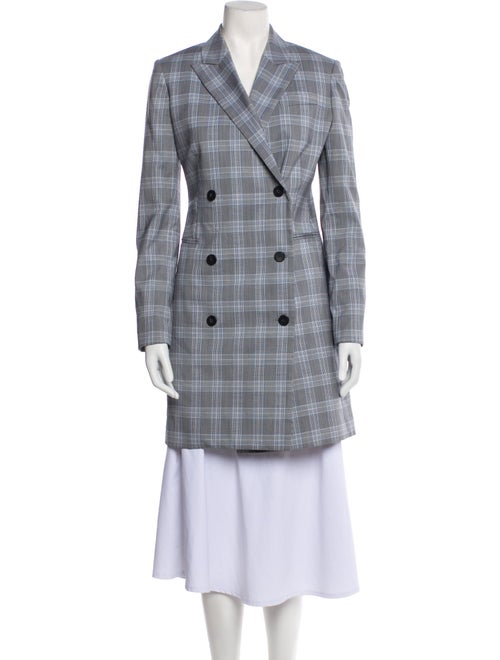 Theory Virgin Wool Plaid Print Peacoat