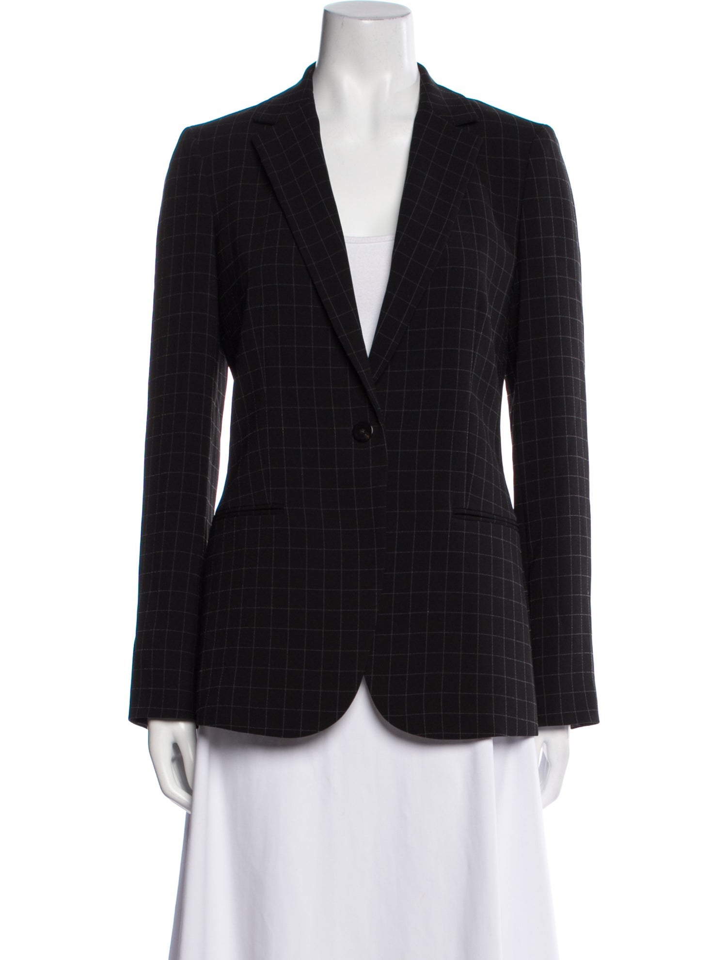 Theory Virgin Wool Plaid Print Blazer