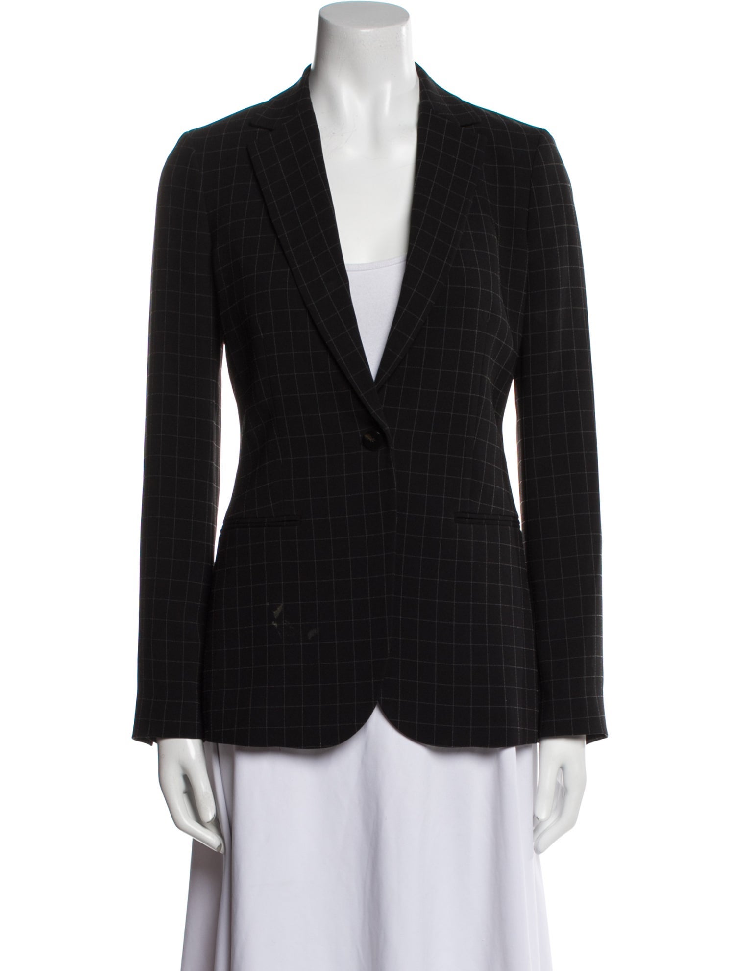 Theory Virgin Wool Plaid Print Blazer