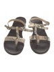Theory Snakeskin Animal Print T-Strap Sandals