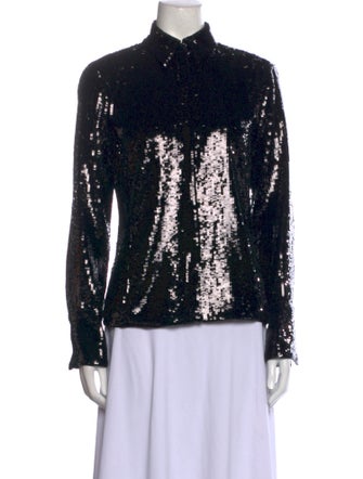 Theory Patterned Mock Neck Button-Up Top