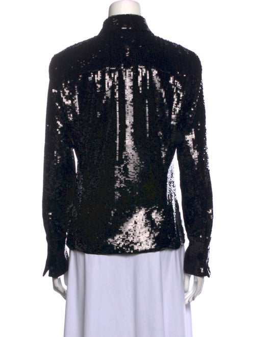 Theory Patterned Mock Neck Button-Up Top