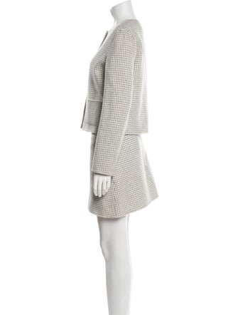 Theory Wool Plaid Print Skirt Set