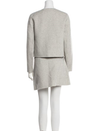 Theory Wool Plaid Print Skirt Set