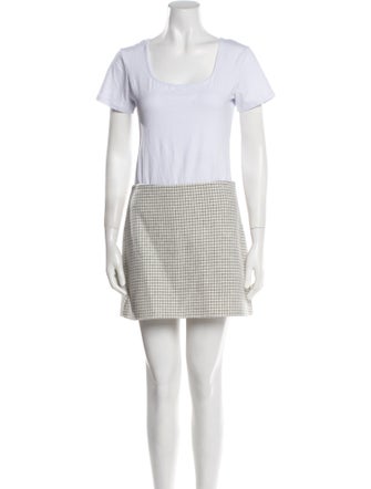 Theory Wool Plaid Print Skirt Set