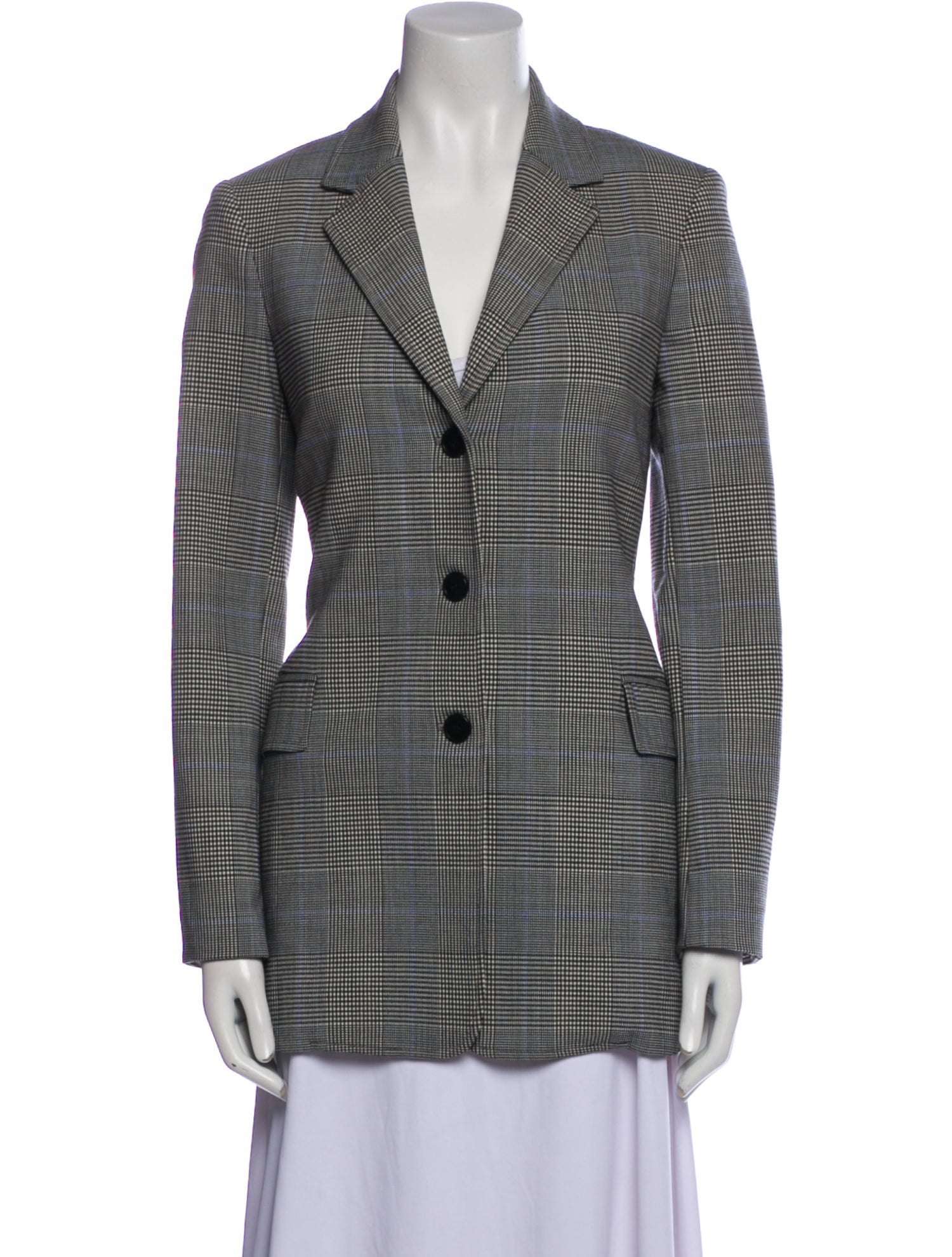 Theory Virgin Wool Plaid Print Blazer