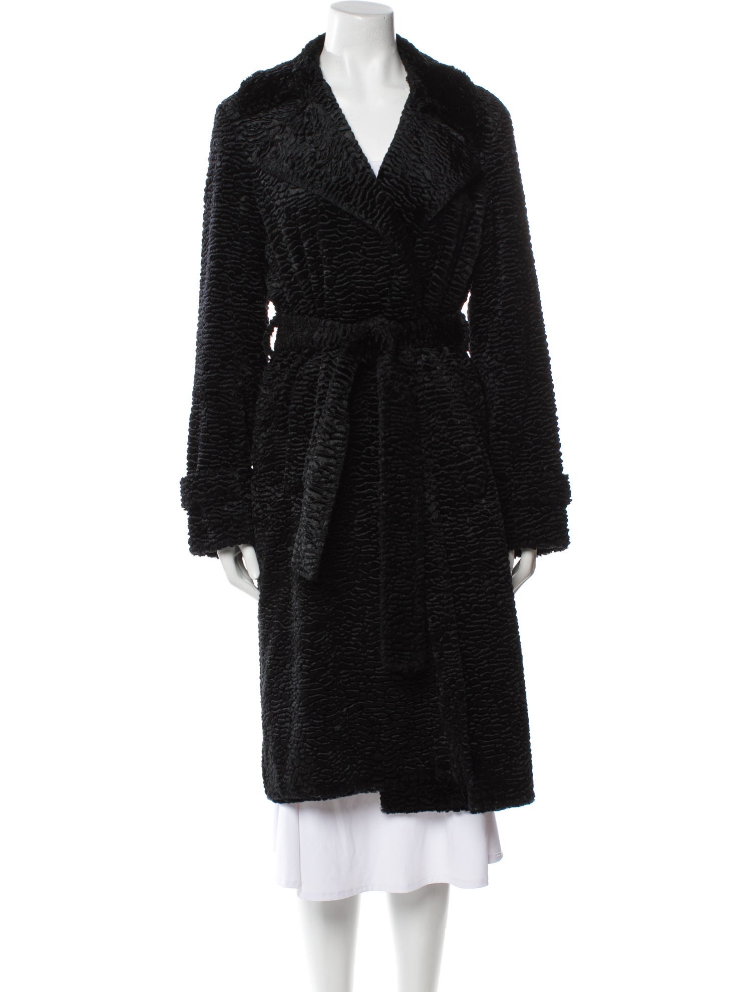 Theory Faux Fur Tweed Pattern Faux Fur Coat