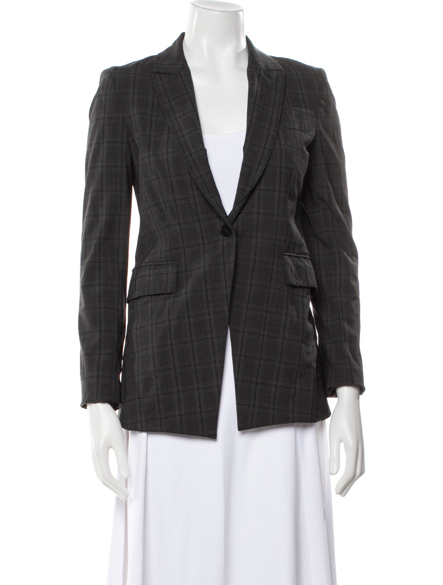 Theory Wool Plaid Print Blazer