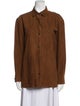 Theory Leather Long Sleeve Button-Up Top