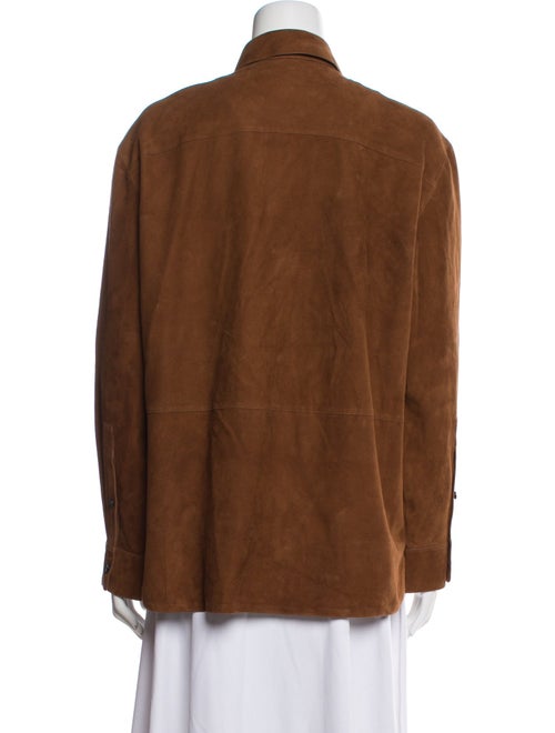 Theory Leather Long Sleeve Button-Up Top